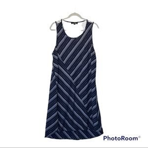 Suzanne Betro A-line sleeveless striped lace back linen dress 3X